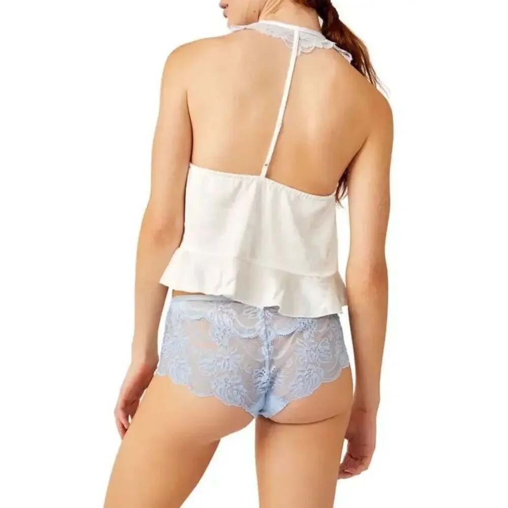 Free People‎ Wildflower Flyaway Camisole White & Blue Size Large NWT